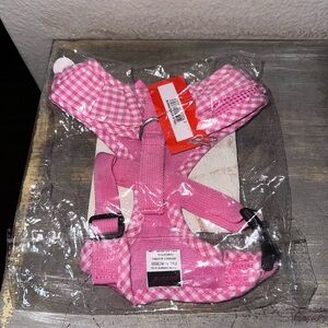 NEW Unopened Pink and White Gingham Dog Harness by Puppia